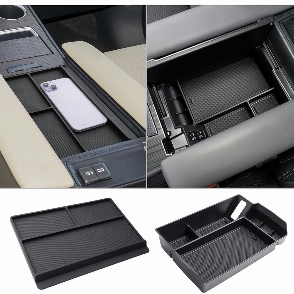 2PCS Center Console Organizer Tray for Toyota Sienna 2021-2026 Black Accessories